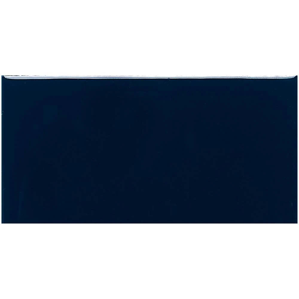 3 in. x 6 in. Glazed Ceramic Navy Subway Tile E5541