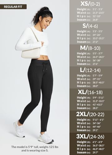 Women's Fleece Lined High Waisted Water Resistant Thermal Warm Winter Leggings with Pockets K347059