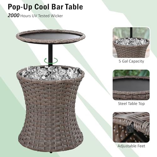 Beige Rattan Patio Furniture Set of 5 with Pet House C704704