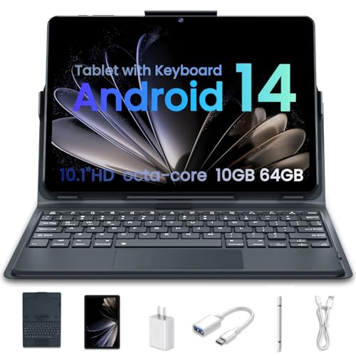 Gray 10.1 inch Android 14 Tablet 64GB+10GB Octa-Core WiFi E706580