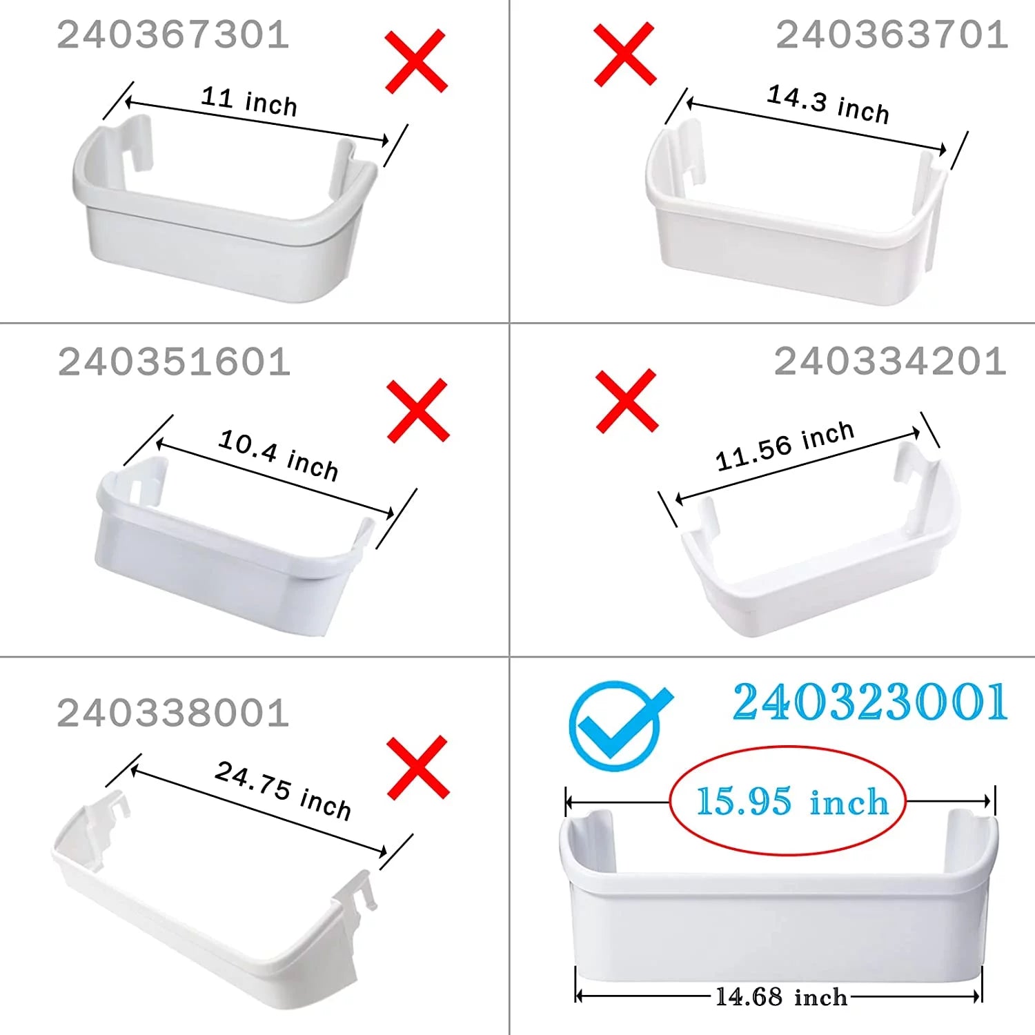 Refrigerator Door Bin, 15.95in long P3569