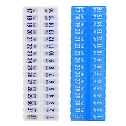 Blue 31 Day AM PM Pill Box Organizer Set K493
