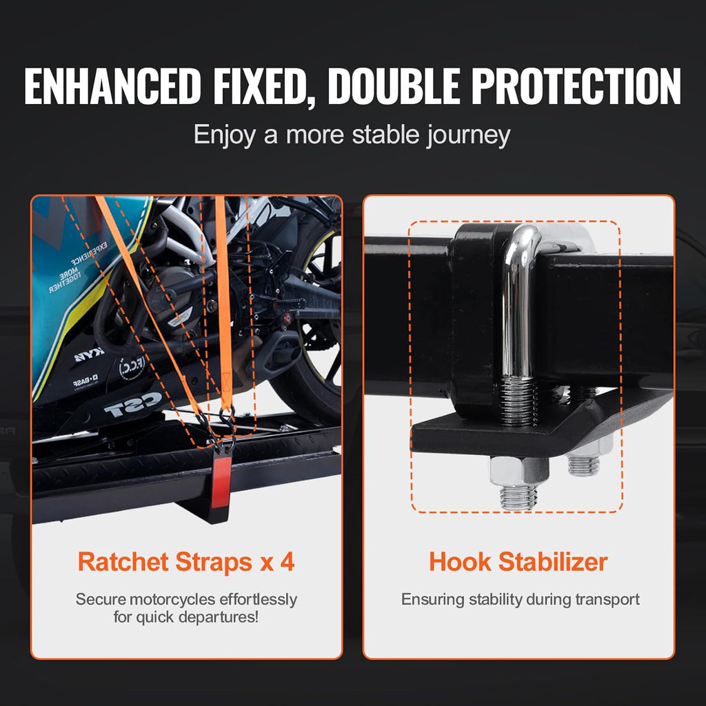 600 LBS Steel Motorcycle Carrier Hitch Mount with Loading Ramp I7294