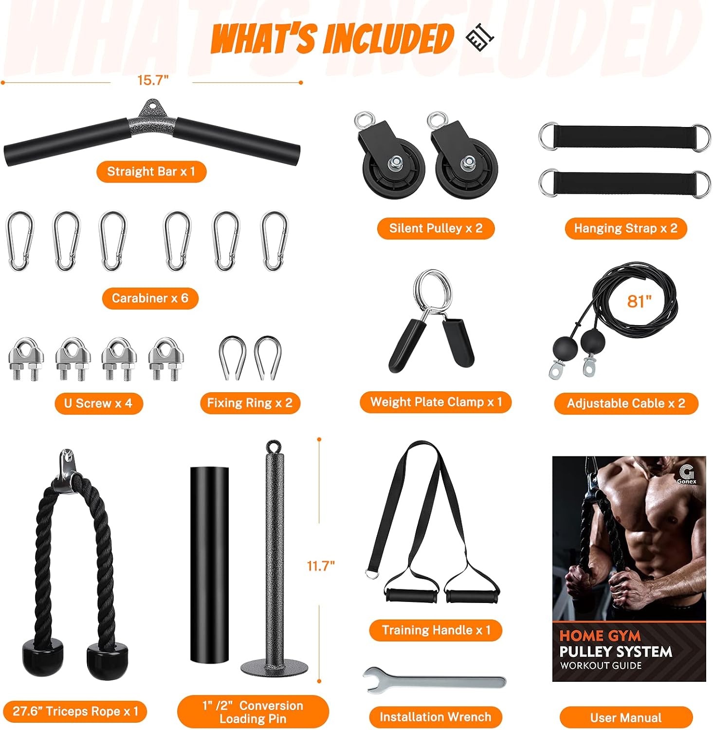 2 Weight Cable Pulley System for Home Gym B148