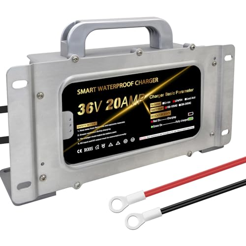 43.8V 20A Lithium Onboard Battery Charger for 36V 12S LiFePO4 Battery, IP67 Waterproof Smart Charger O729077
