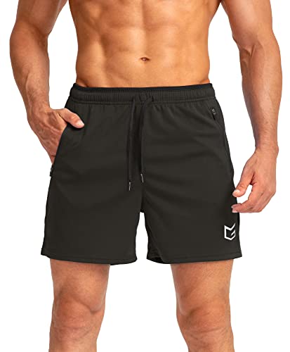 Men's Running Shorts with Zipper Pockets Quick Dry 5" Shorts T1359