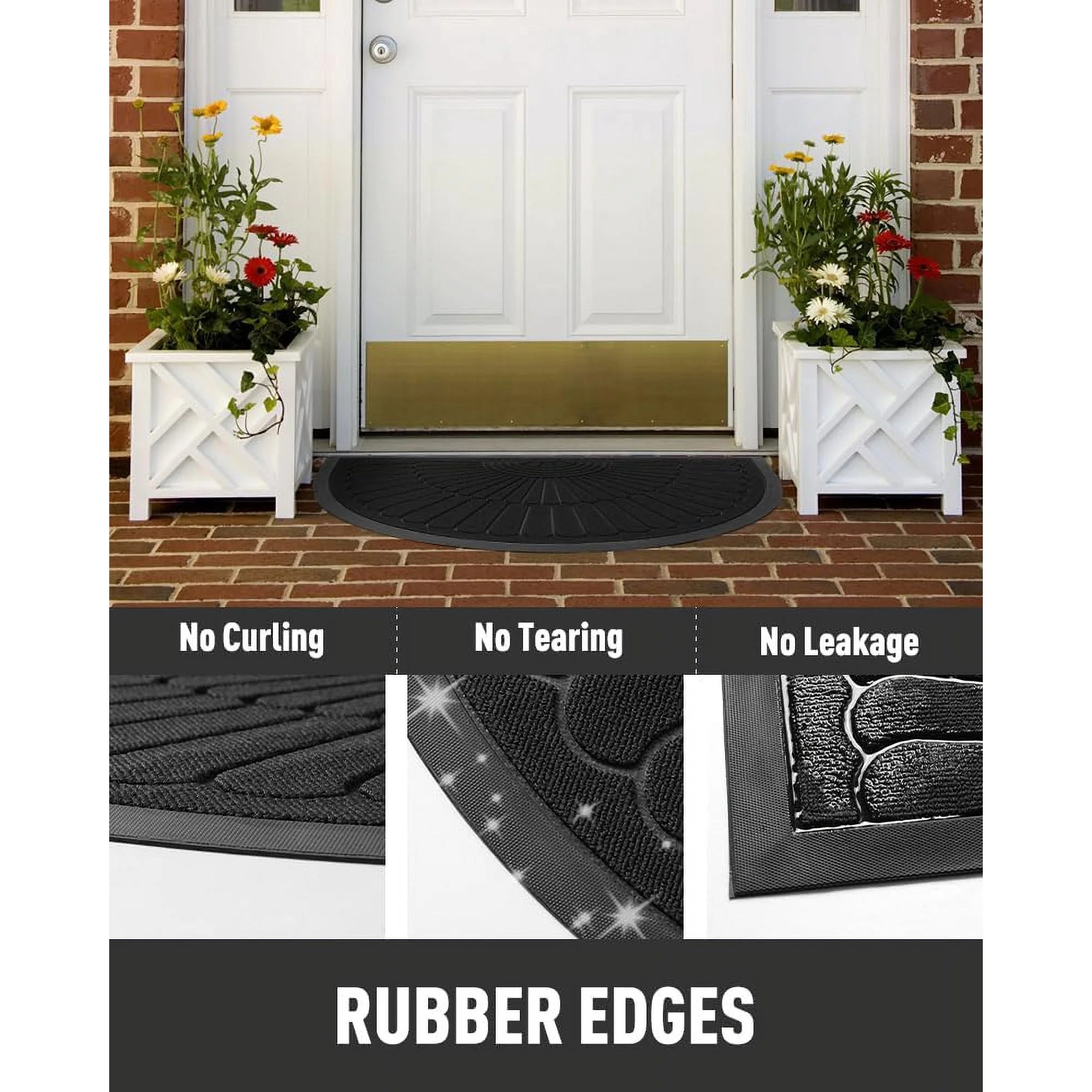 Black 24”x47” Durable Rubber Non Slip Door Mat M8733