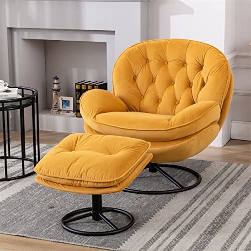Purple Velvet Swivel Accent Chair with Ottoman Set P271341