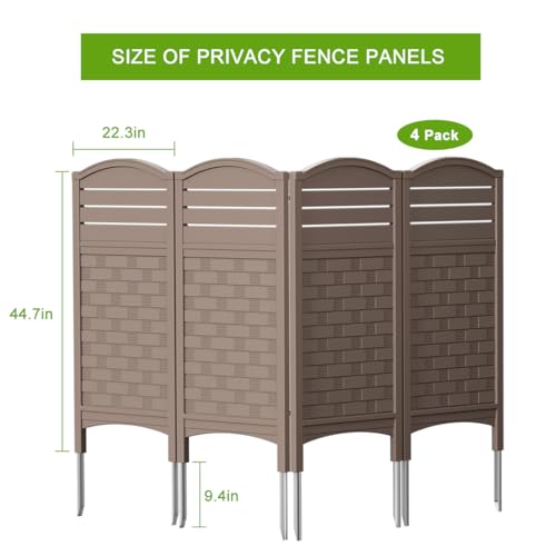 Off White 4 Panels Resin Fence Panels Kit, 45" x 22" Per Panel X77247
