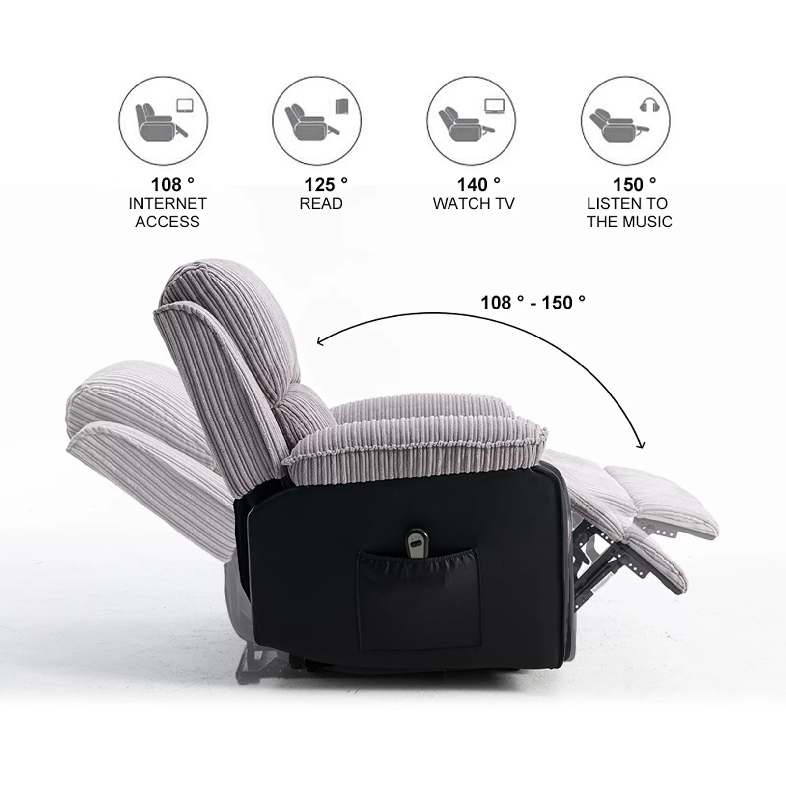 Electric Lift Recliner with Heat and Massage, Heavy Lounge Chair with Padded Arms and USB F74890
