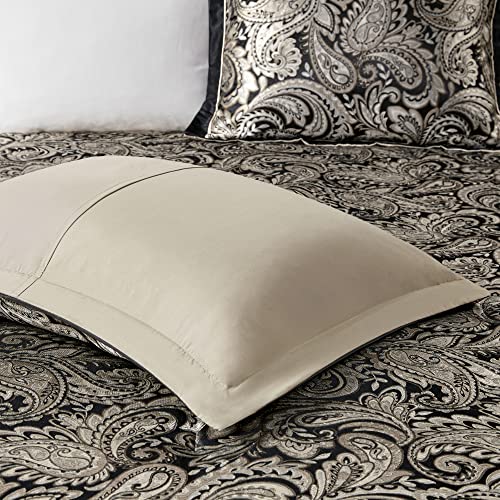 Black 7 Piece Cal King Faux Silk Down Alternative Comforter Set Y123101