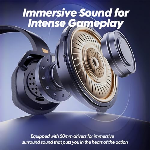 Dual Wireless Gaming Headset with Microphone (Black-Orange) O963
