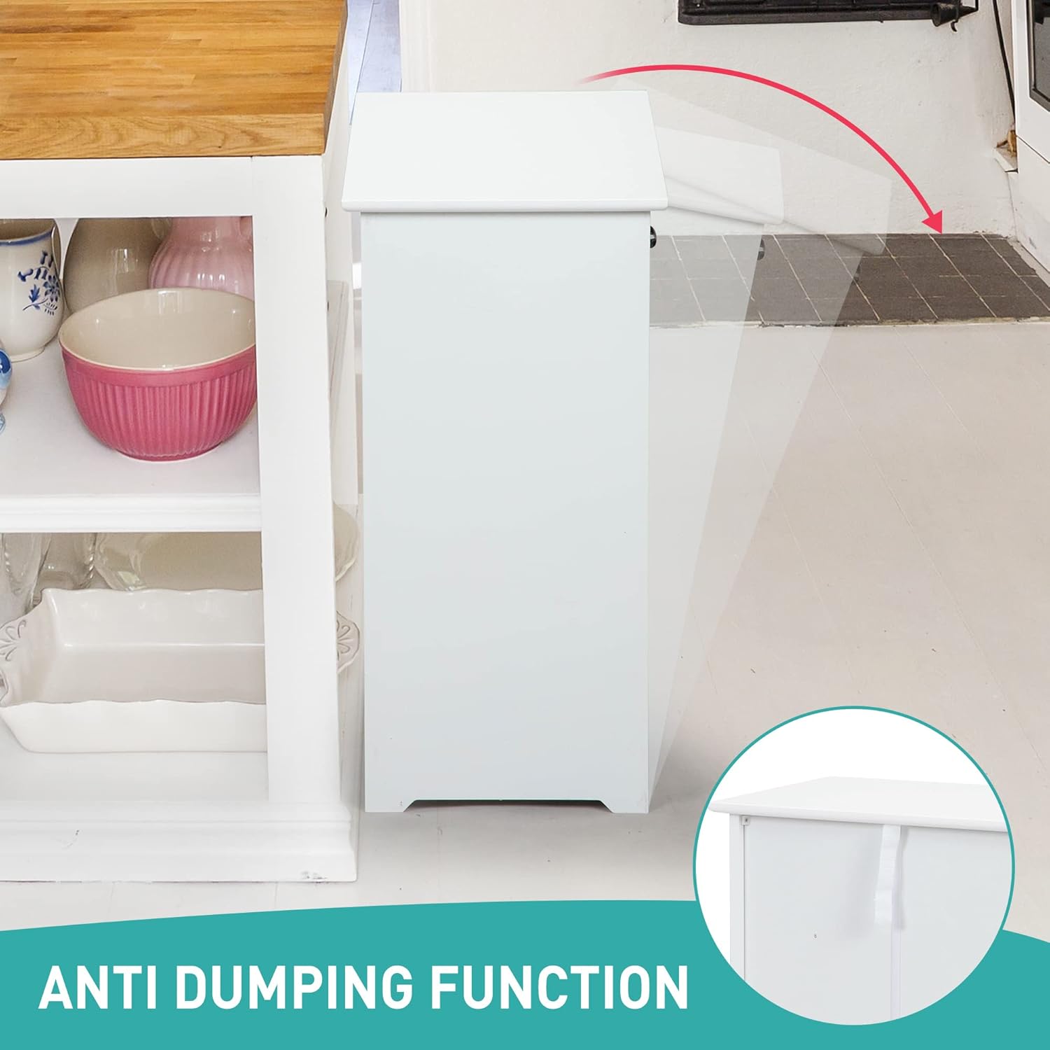 White Tilt Out Trash Cabinet F7182