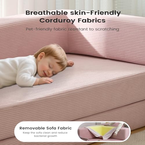 Off White Corduroy Modular Floor Couch L6046
