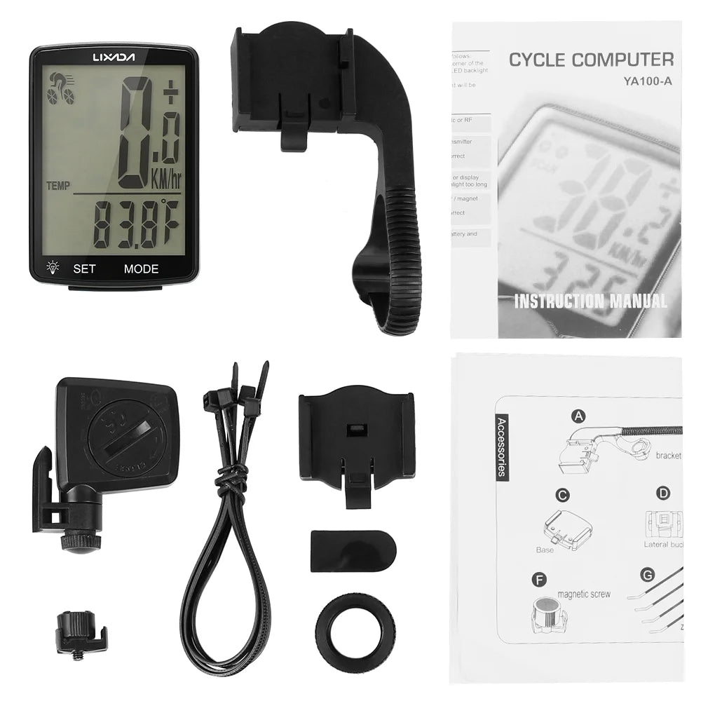 Wireless Bike Computer with LCD Screen Speedometer Odometer B735