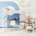 Black Full Size Loft Bed with Desk and Storage Stairs O918
