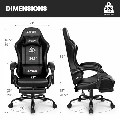 Black Ergonomic High Back Gaming Chair with Footrest W178