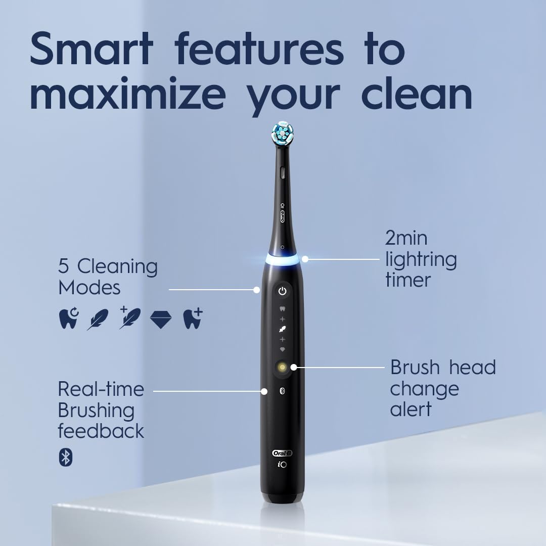 White Rechargeable Electric Toothbrush with Pressure Sensor, 2 Minute Timer, 5 Cleaning Settings, 1 Replacement Head, Travel Case U35385