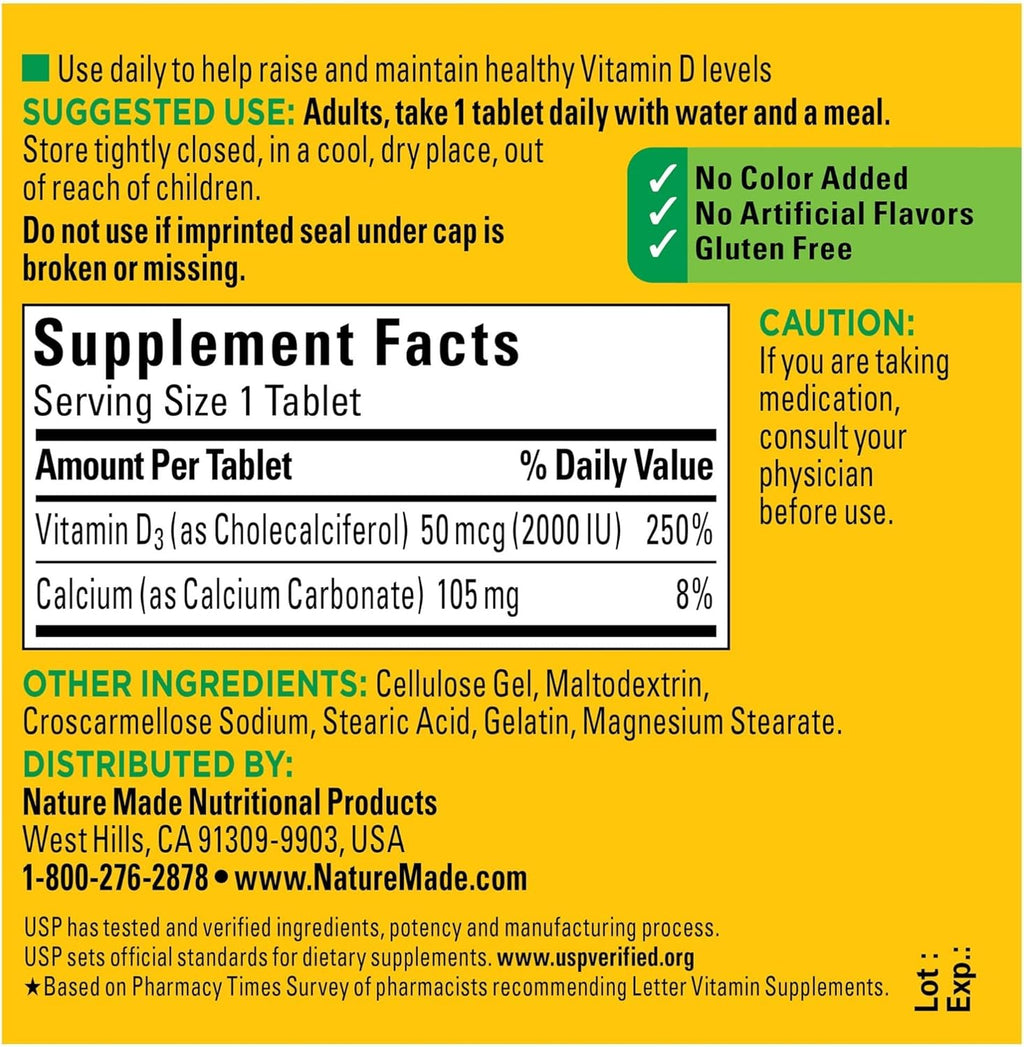 Vitamin D3 2000 IU 100 Tablets Z426006