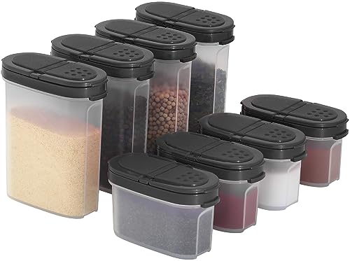8 pk Red Clear Plastic Spice Jars with Lids X17088
