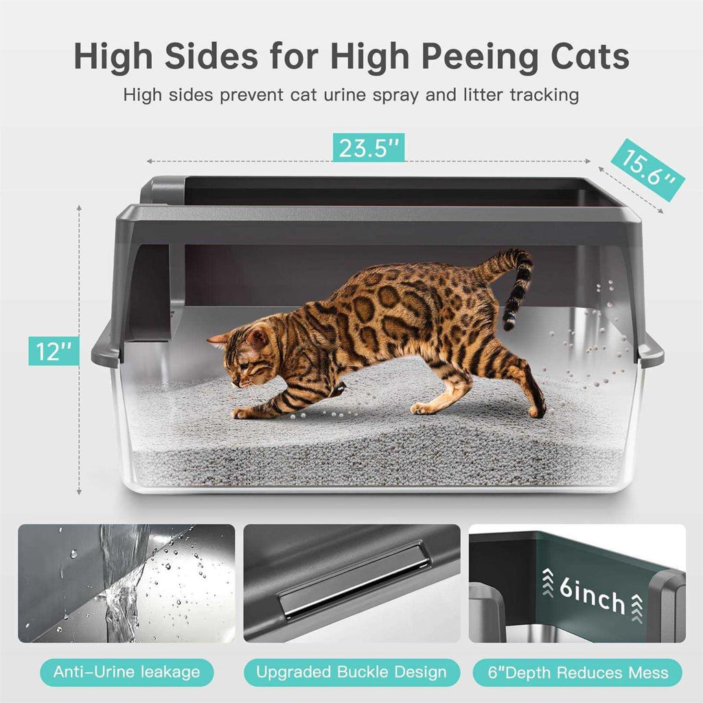 Stainless Steel Cat Litter Box with Lid XL E87265