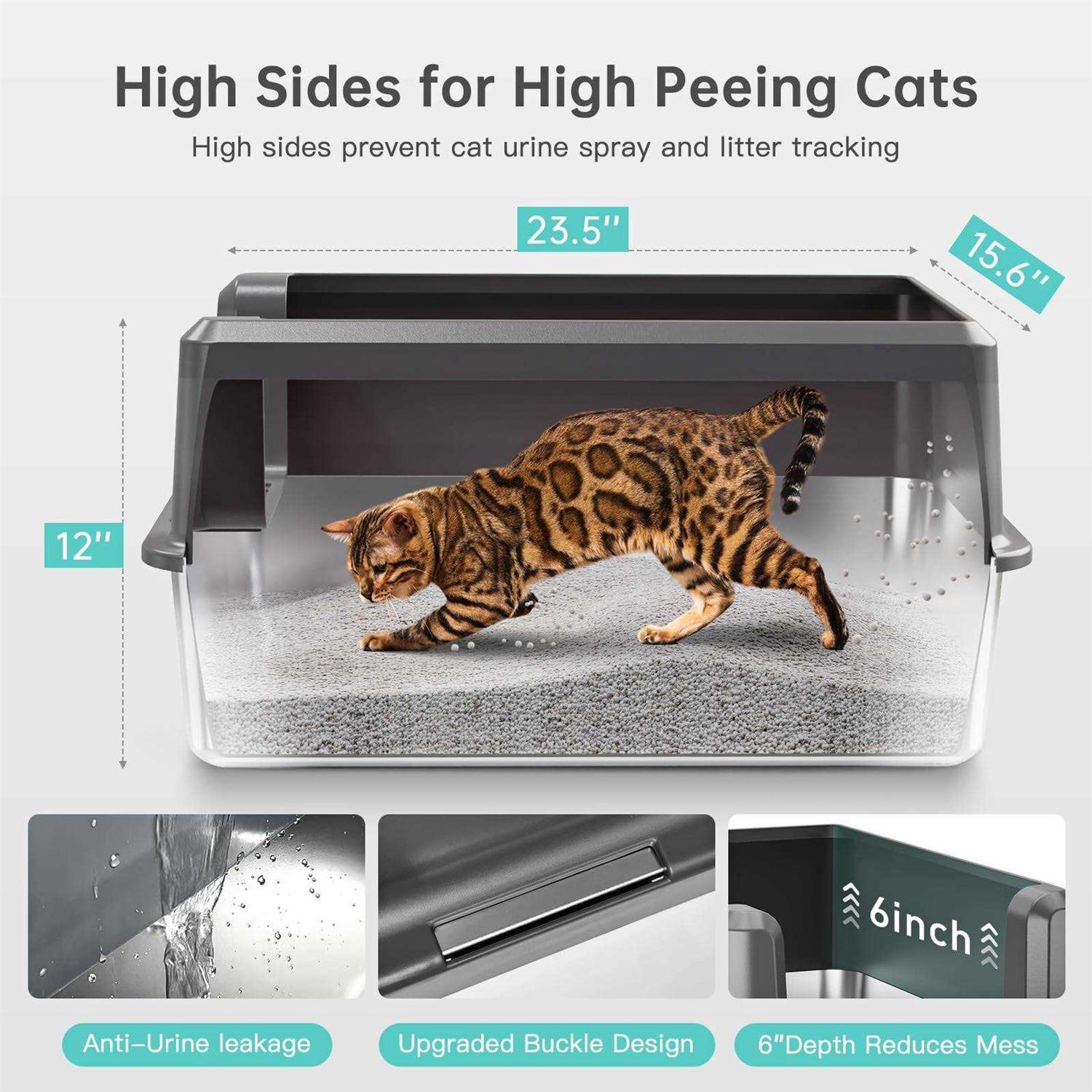 Stainless Steel Cat Litter Box with Lid XL E87265