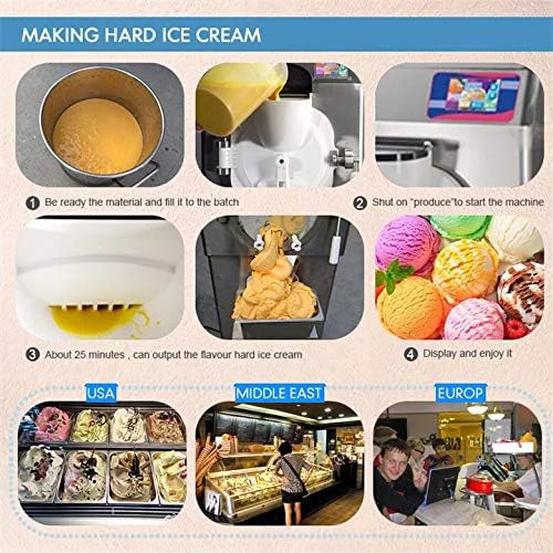 ETL Commercial Hard Ice Cream Machine, Italian Water Ice Machine, Batch Freezer, 14L Cylinder Z2759