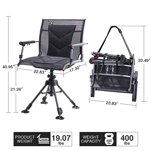 360 Degree Swivel Hunting Chair, 400 lbs Capacity, 4 Legs Height Adjustable, Padded Seat F75971
