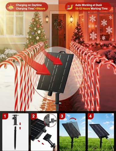 24 Pack 28" Solar Candy Cane Path Lights with Stakes U12131