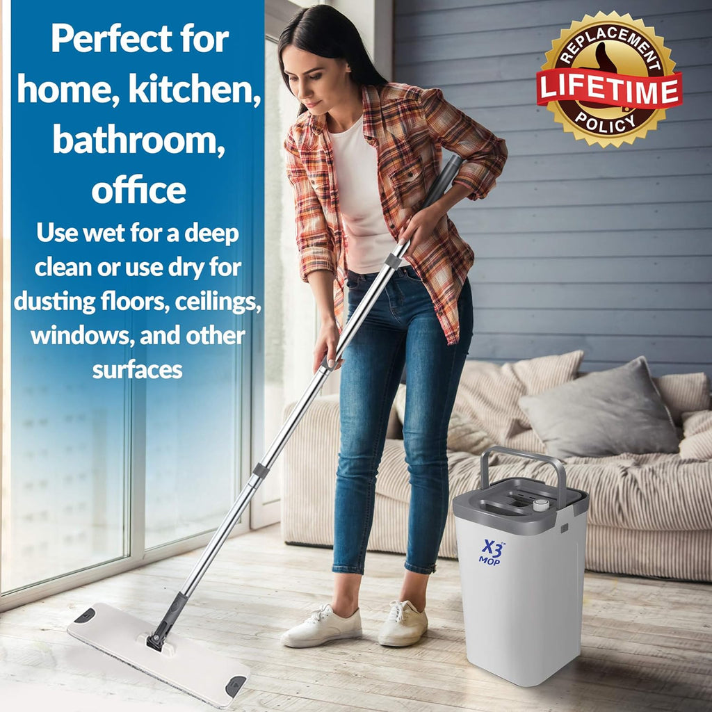 3 Reusable Microfiber Mop and Bucket Set K2254