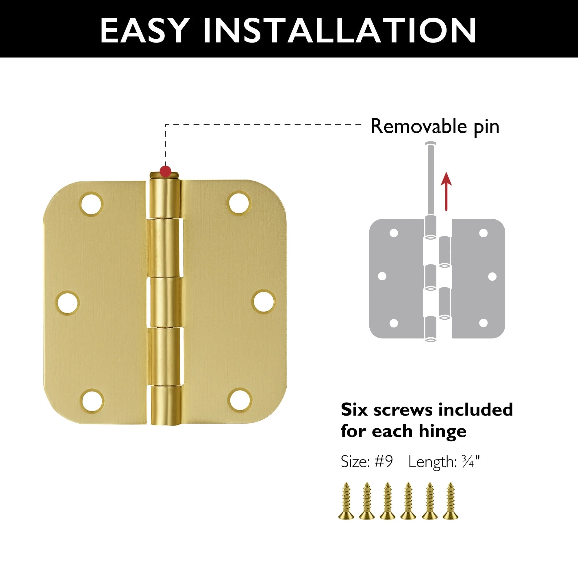 12-Pack 3.5-inch x 3.5-inch Steel Door Hinge E9737