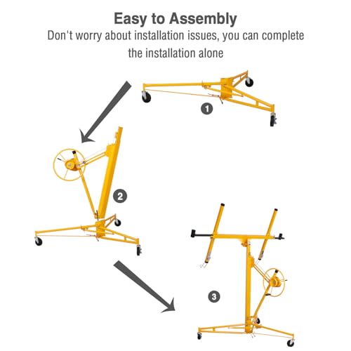 Drywall Lift Panel Hoist 150LBS with Adjustable Telescopic Arm & 3 Lockable Wheels P655