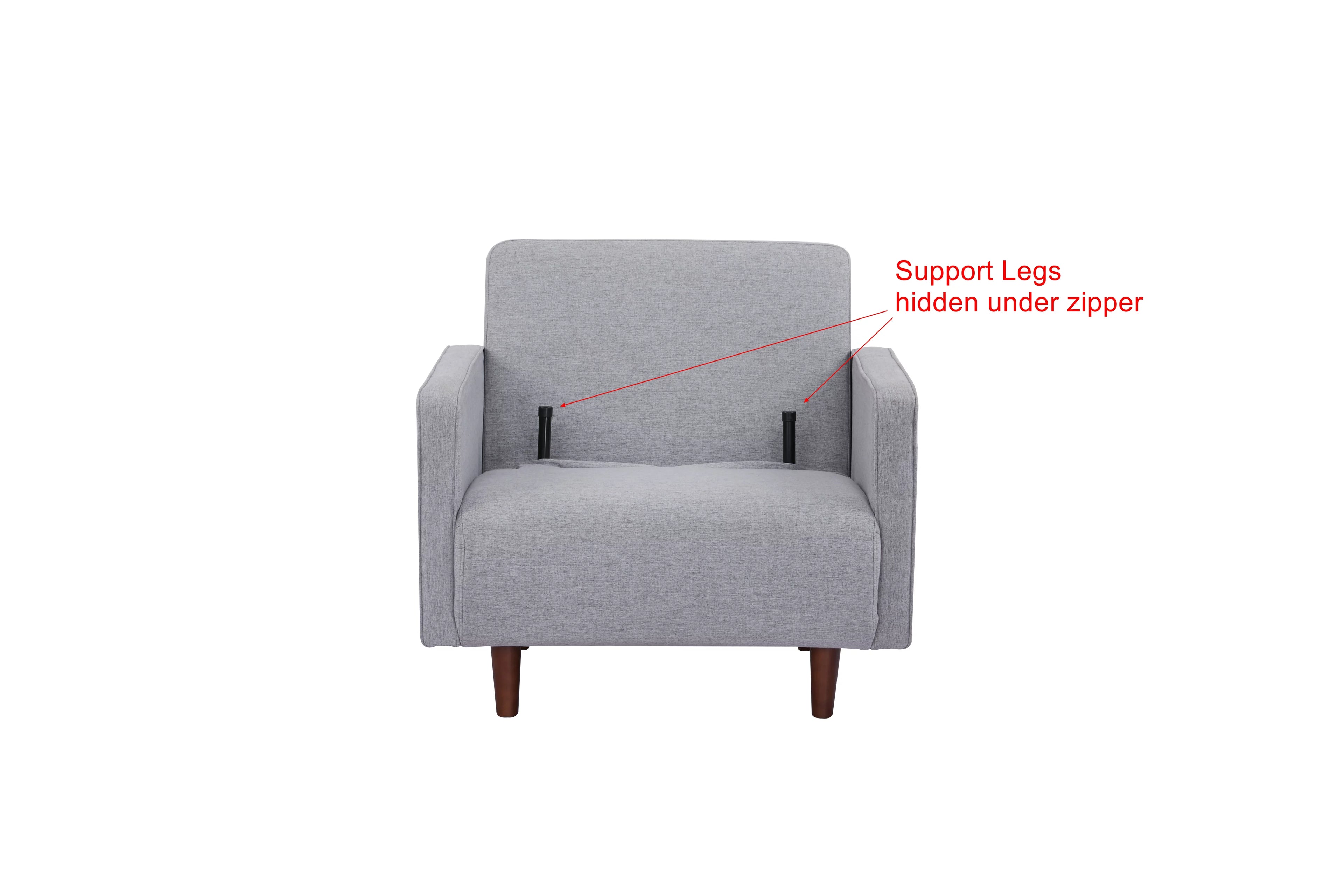 Light Gray Polyester Convertible Futon Sofa Chair O200068