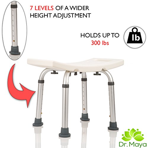 Adjustable Plastic Shower Chair with Grab Bar, 300 Lb Capacity E6143
