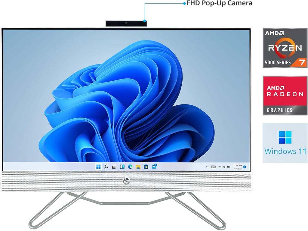 27" Full HD Touchscreen All-in-One Desktop Computer with AMD Ryzen 7 5700U 8-Core Processor, 64GB DDR4 RAM, 1TB NVMe SSD J703585