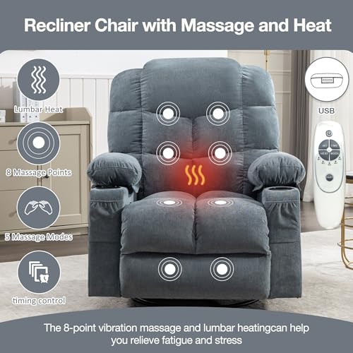 Brown Fabric Electric Recliner Chair with Lumbar Support and Cup Holders Q35470