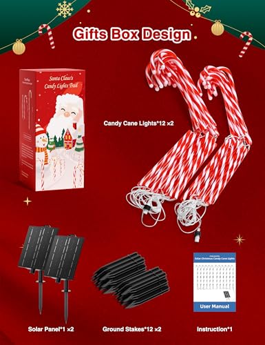 24 Pack 28" Solar Candy Cane Path Lights with Stakes U12131