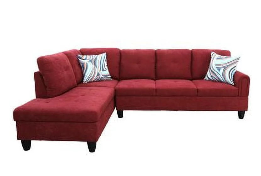 Wine Red L Shaped Sectional Sofa I838