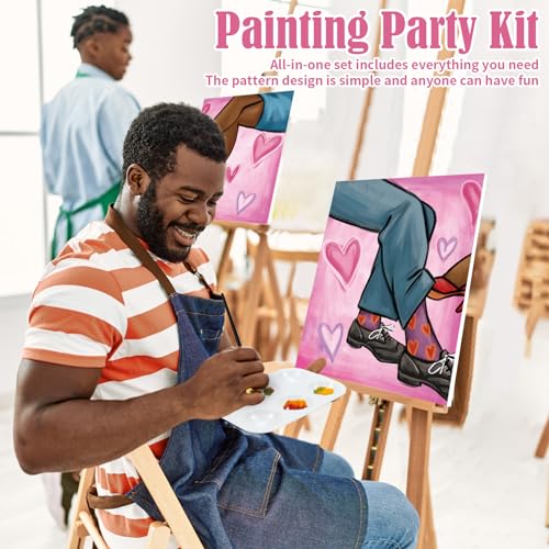 2 Pack Pre Drawn Canvas Painting Kit with Paints Brushes Pallets (8x10) Y12530