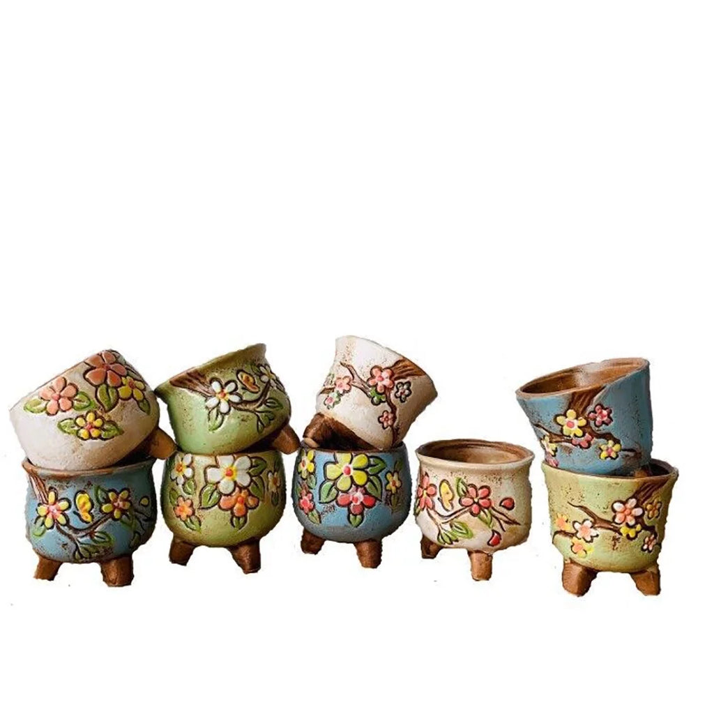 3PCS Ceramic Plant Pots with Legs M742518
