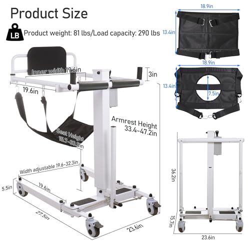 Portable Patient Transfer Chair with Soft Cushion D845947