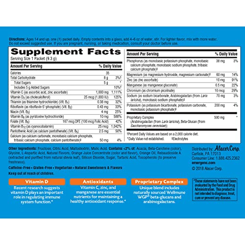 1000mg Vitamin C Powder with Vitamin D, Zinc, Antioxidants and Electrolytes, Super Orange Flavor - 30 Count N2934