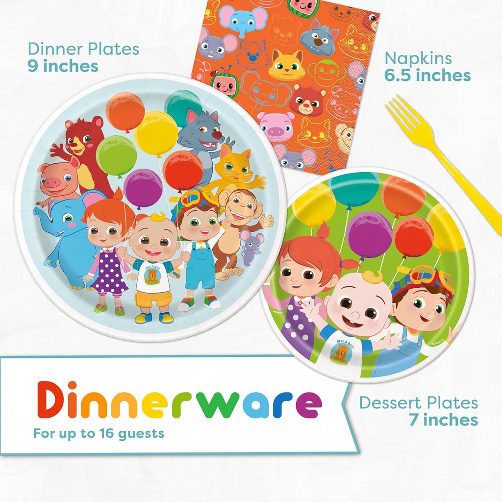 Cocomelon Party Supplies Set with Table Cover, Plates, Napkins Z283313