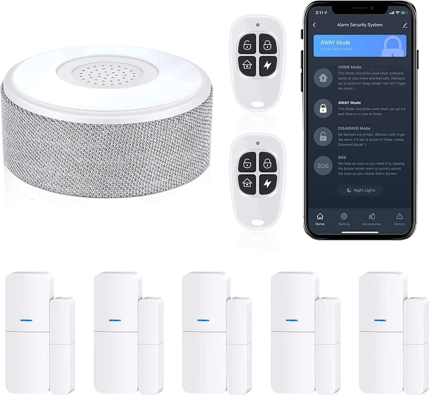 8 Pieces Wireless Smart Door Alarm System with Phone APP Alert U537209