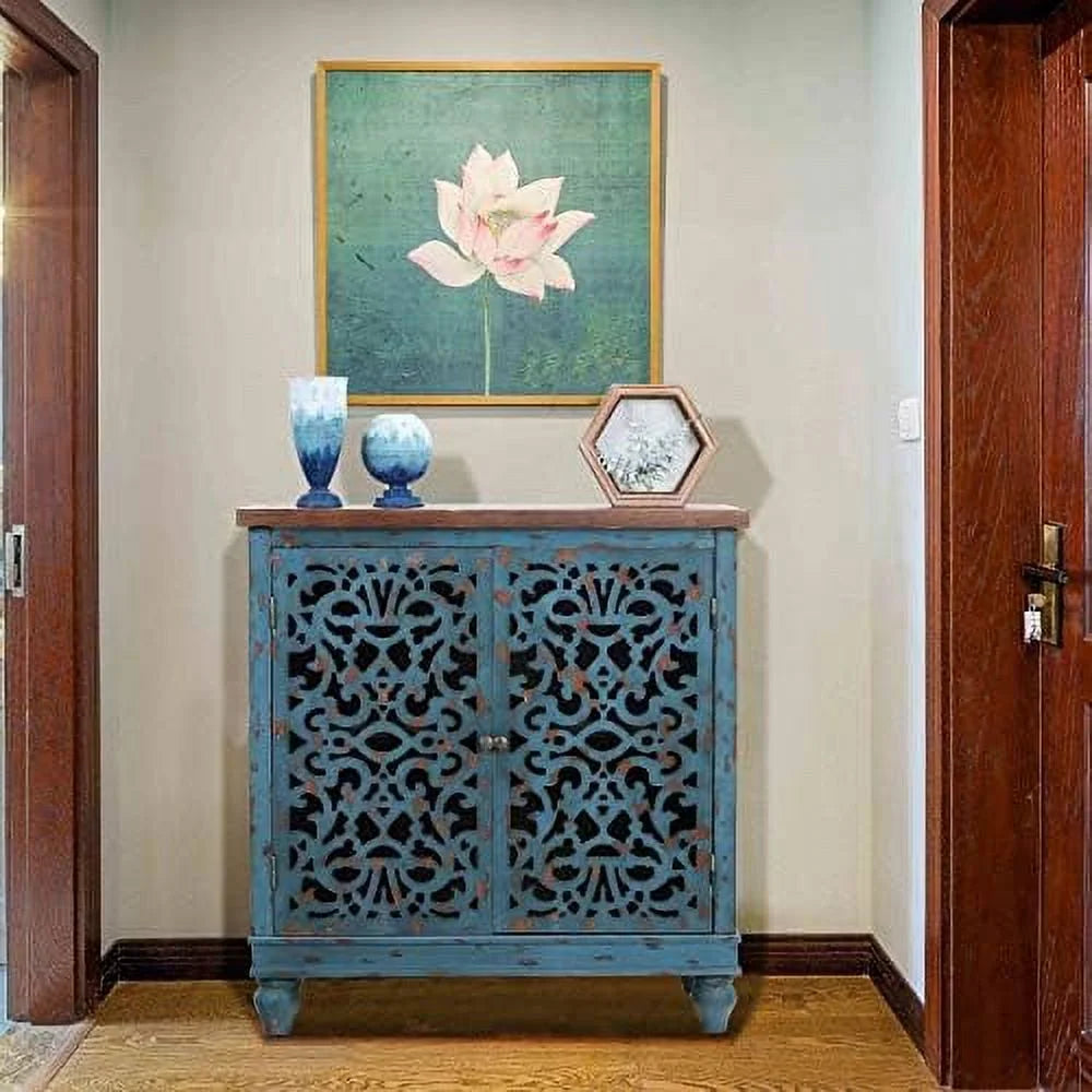 Accent Cabinet with 2 Doors Distressed Wood Frame H861280