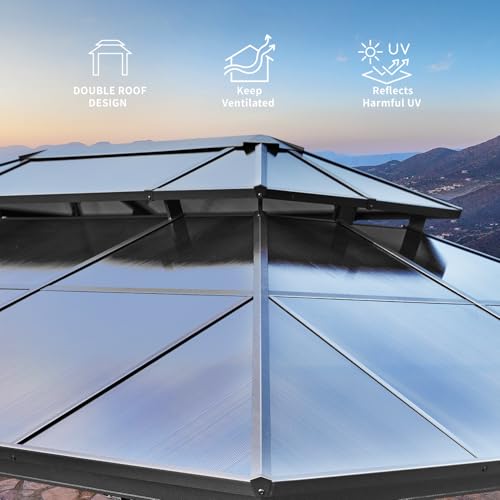 10'x13' Hardtop Gazebo with Curtains and Netting D653951