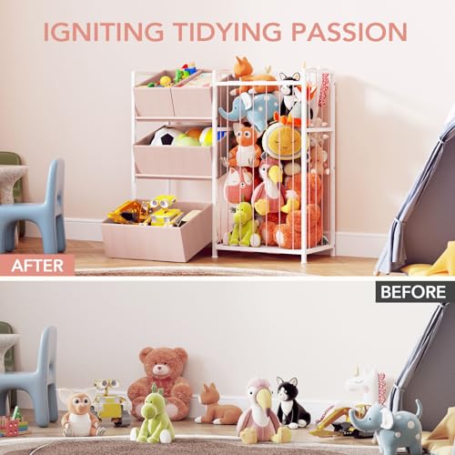 Pink Stuffed Animal Storage with 4 Removable Bins A353