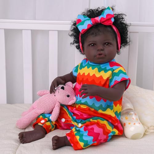 18-Inch Realistic Black Baby Doll with Clothes and Toy O52934