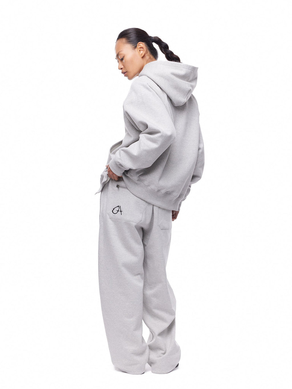 GA SIGNATURE ZIP-UP HOODIE - GREY
