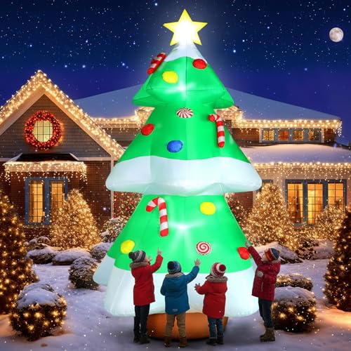 10 FT Christmas Inflatables Snowman Outdoor Yard Decorations with LED Lights V555